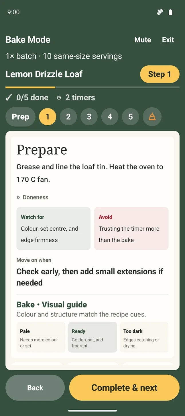 Released Android Bake Mode with preparation steps and visual cues